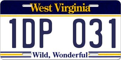 WV license plate 1DP031