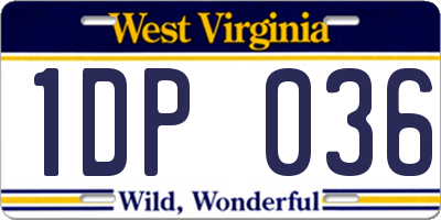 WV license plate 1DP036