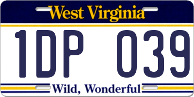 WV license plate 1DP039