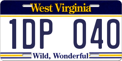 WV license plate 1DP040
