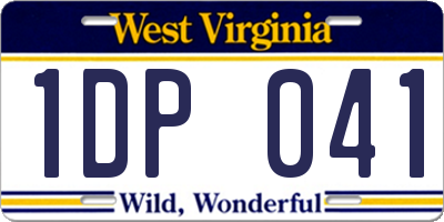 WV license plate 1DP041