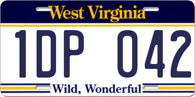 WV license plate 1DP042