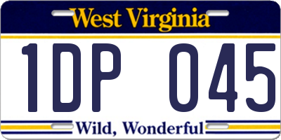 WV license plate 1DP045