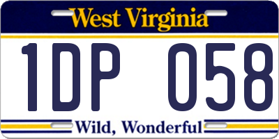 WV license plate 1DP058