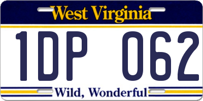 WV license plate 1DP062
