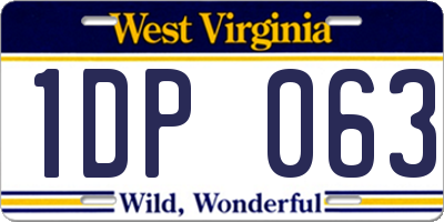 WV license plate 1DP063