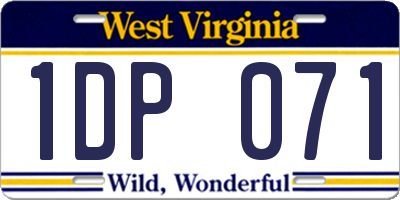 WV license plate 1DP071