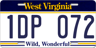 WV license plate 1DP072