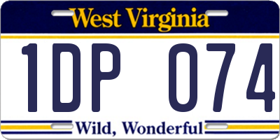 WV license plate 1DP074
