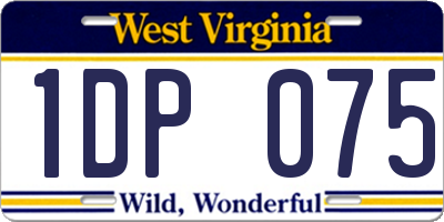 WV license plate 1DP075