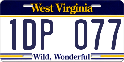 WV license plate 1DP077