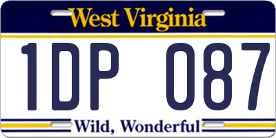 WV license plate 1DP087