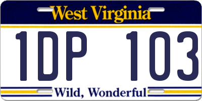 WV license plate 1DP103