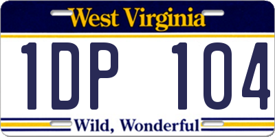 WV license plate 1DP104