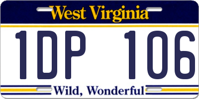WV license plate 1DP106