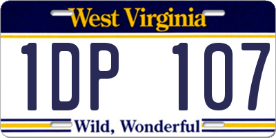 WV license plate 1DP107