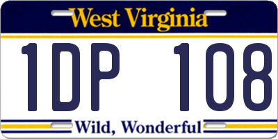WV license plate 1DP108