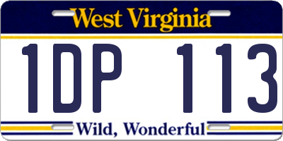 WV license plate 1DP113