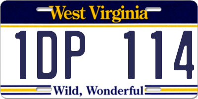 WV license plate 1DP114