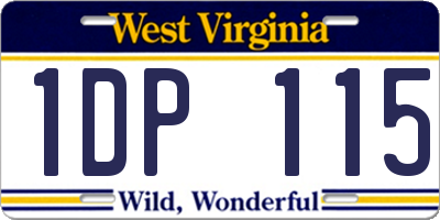 WV license plate 1DP115