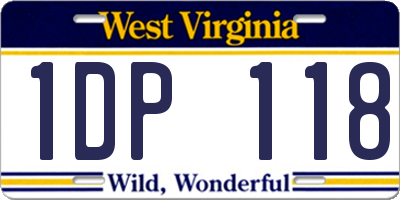 WV license plate 1DP118