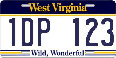 WV license plate 1DP123