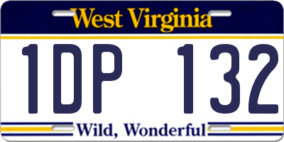 WV license plate 1DP132