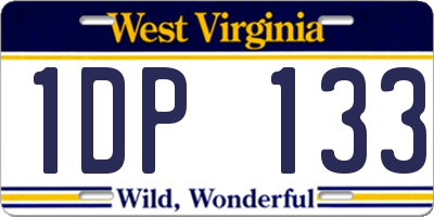WV license plate 1DP133
