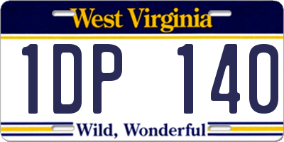 WV license plate 1DP140