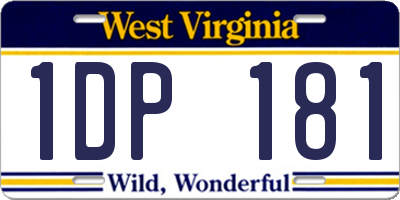 WV license plate 1DP181