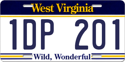 WV license plate 1DP201