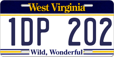 WV license plate 1DP202
