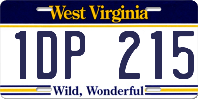 WV license plate 1DP215