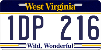 WV license plate 1DP216