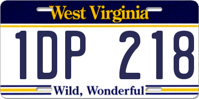 WV license plate 1DP218