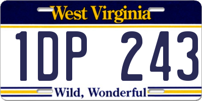 WV license plate 1DP243