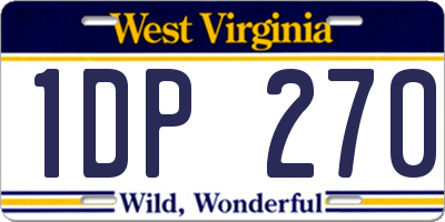 WV license plate 1DP270