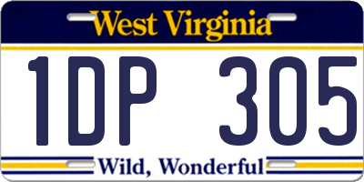 WV license plate 1DP305