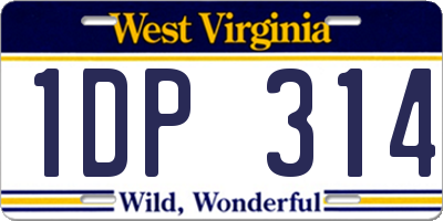 WV license plate 1DP314