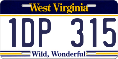 WV license plate 1DP315