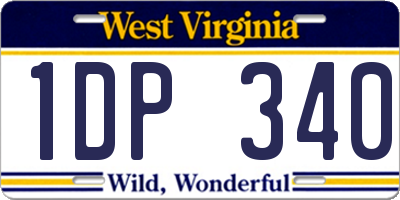 WV license plate 1DP340