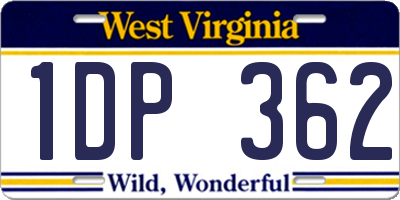 WV license plate 1DP362