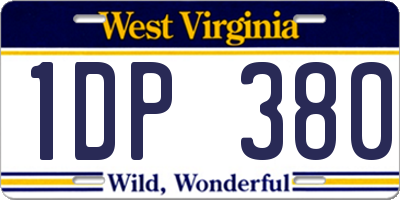 WV license plate 1DP380