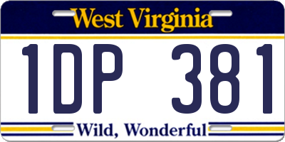 WV license plate 1DP381
