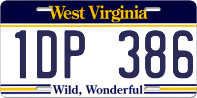 WV license plate 1DP386