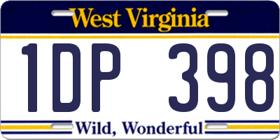 WV license plate 1DP398