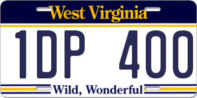 WV license plate 1DP400