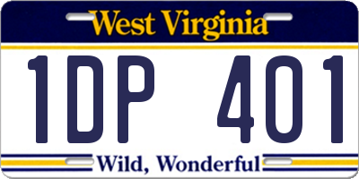 WV license plate 1DP401