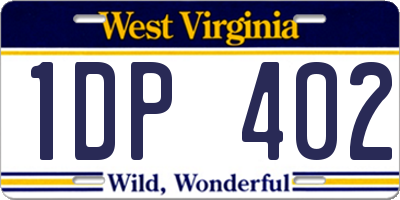 WV license plate 1DP402