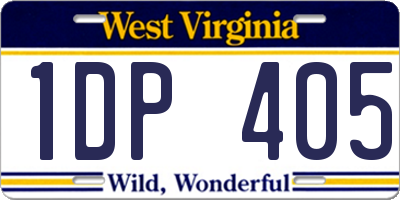 WV license plate 1DP405